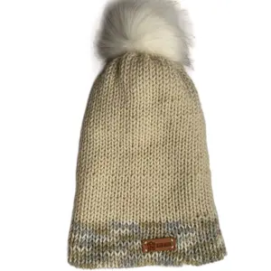 Hand-Made Double Knitted Pom Pom Beanie for Women - Warm and Cozy Winter Accessory