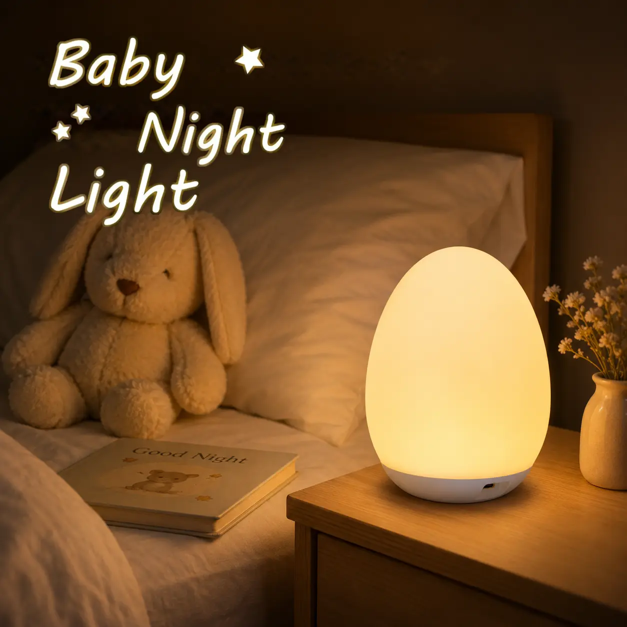 Kids RGB Egg Night Light - Rechargeable Touch Control Lamp, 7 RGB Colors | Portable for Baby | Halloween & Christmas Decor Gift | Summervibes Indoor Lighting