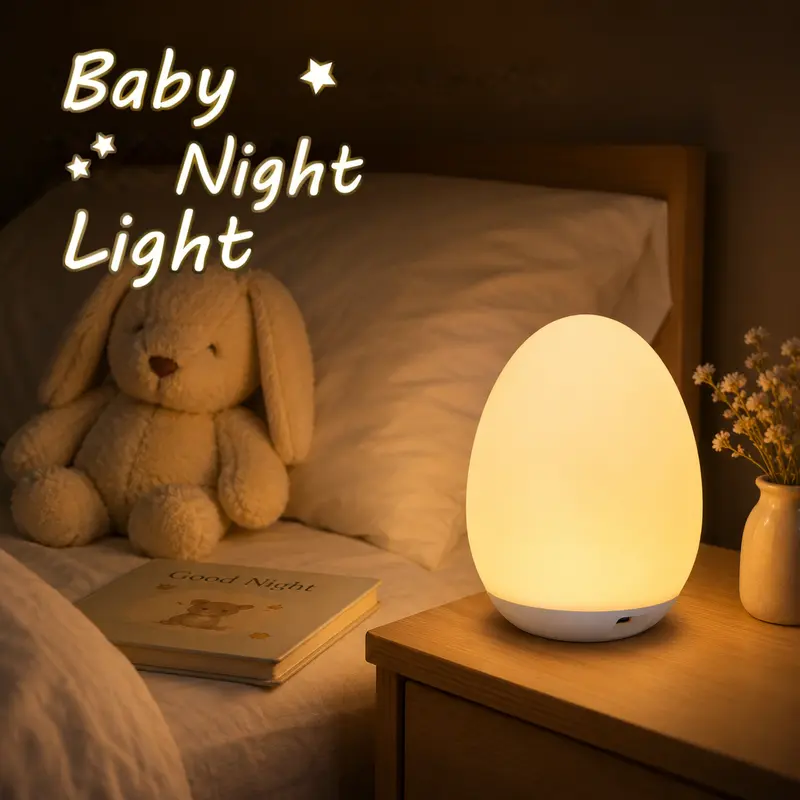 Kids RGB Egg Night Light - Rechargeable Touch Control Lamp, 7 RGB Colors | Portable for Baby | Halloween & Christmas Decor Gift | Summervibes Indoor Lighting | backtoschool