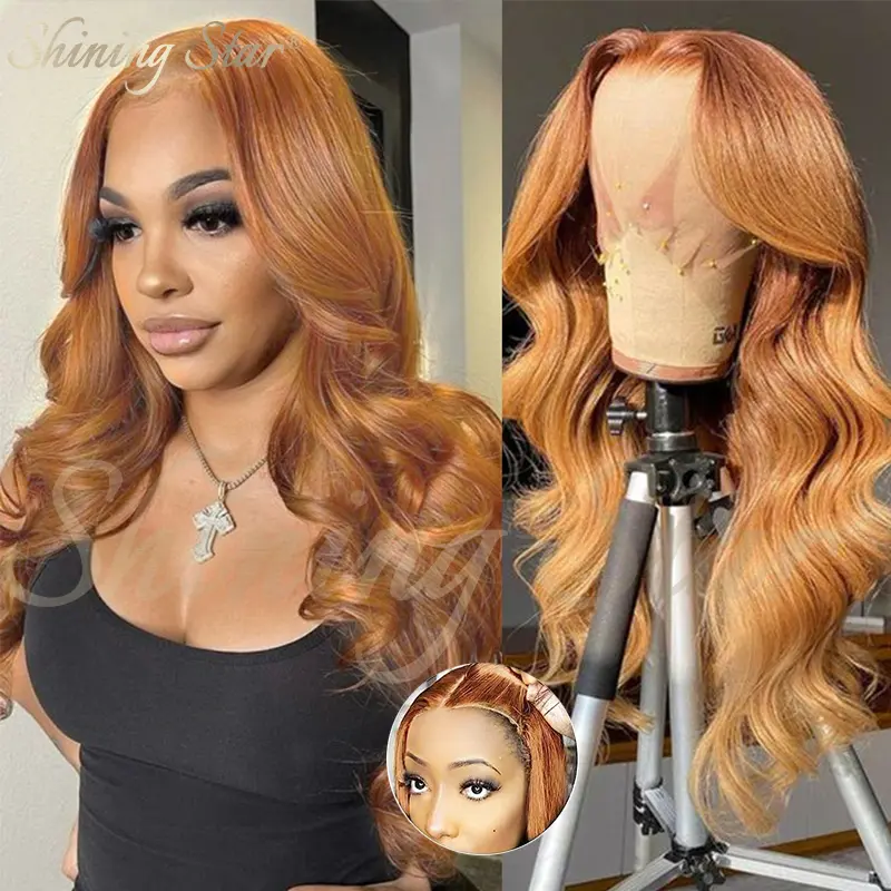 Ginger Blonde 9*6 Glueless Wig Body Wave Lace Front Human Hair Wigs for Black Women Ready To Wear and Go Wig Colored Burgundy Human Hair Wig
