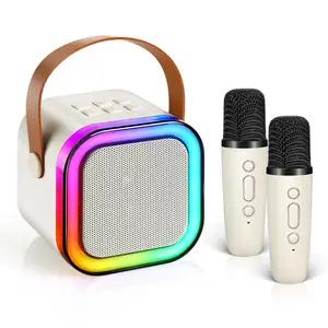 Mini Karaoke Machine with 2 Wireless Microphones,-Portable Mini Karaoke Machine with 2 Wireless Microphones, Kids Karaoke Speaker Sound System, Ideal Birthday Gift for Children Ages 4-12, for Family Party, Outdoor & Travel Use