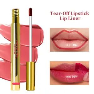 Tearable Lip Liner 4 shades Tinted Lip Glaze Waterproof and smudge-proof Natural Long Lasting Lip Gloss Tearable Lipstick Lip Liner Suitable for all skin types