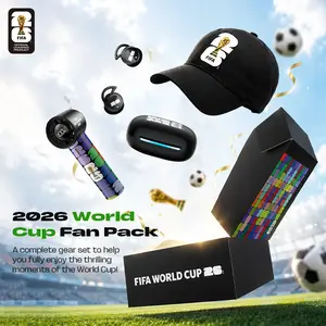 FIFA World Cup 2026 Gift Set: Baseball Cap + F04Fan + E06 Sleep earbuds. Features sun protection and cooling, Adjustable fan speed settings, and Hi-Fi audio with Bluetooth 6.0—the ultimate combo for watching matches.
