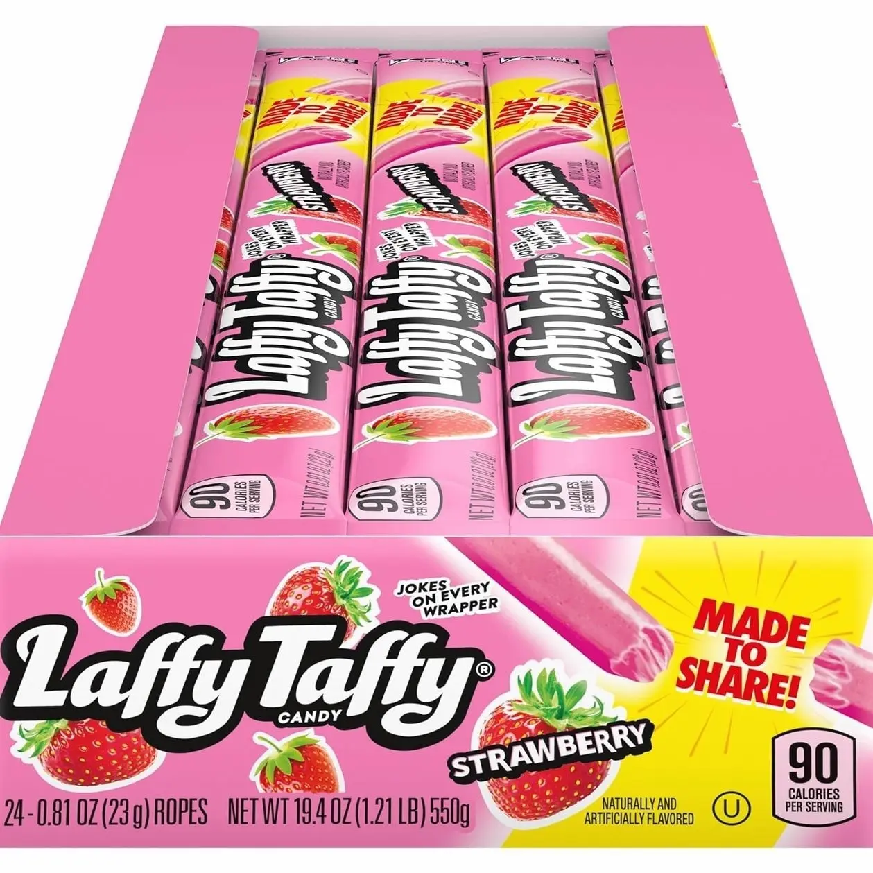 Laffy Taffy Rope Candy, Strawberry Flavor, 0.81 Ounce Ropes (Pack of 24)