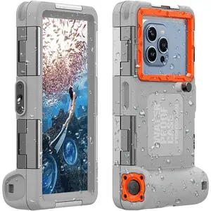 2025 Underwater Snorkeling Diving Phone Case for Phone 16/15/14/13/12/11 Pro Max/XR/XS/X Galaxy S25/S24/S23/S22.[50ft/15m] Professional Scuba Dive  Case Underwater Photo Video(Gray)