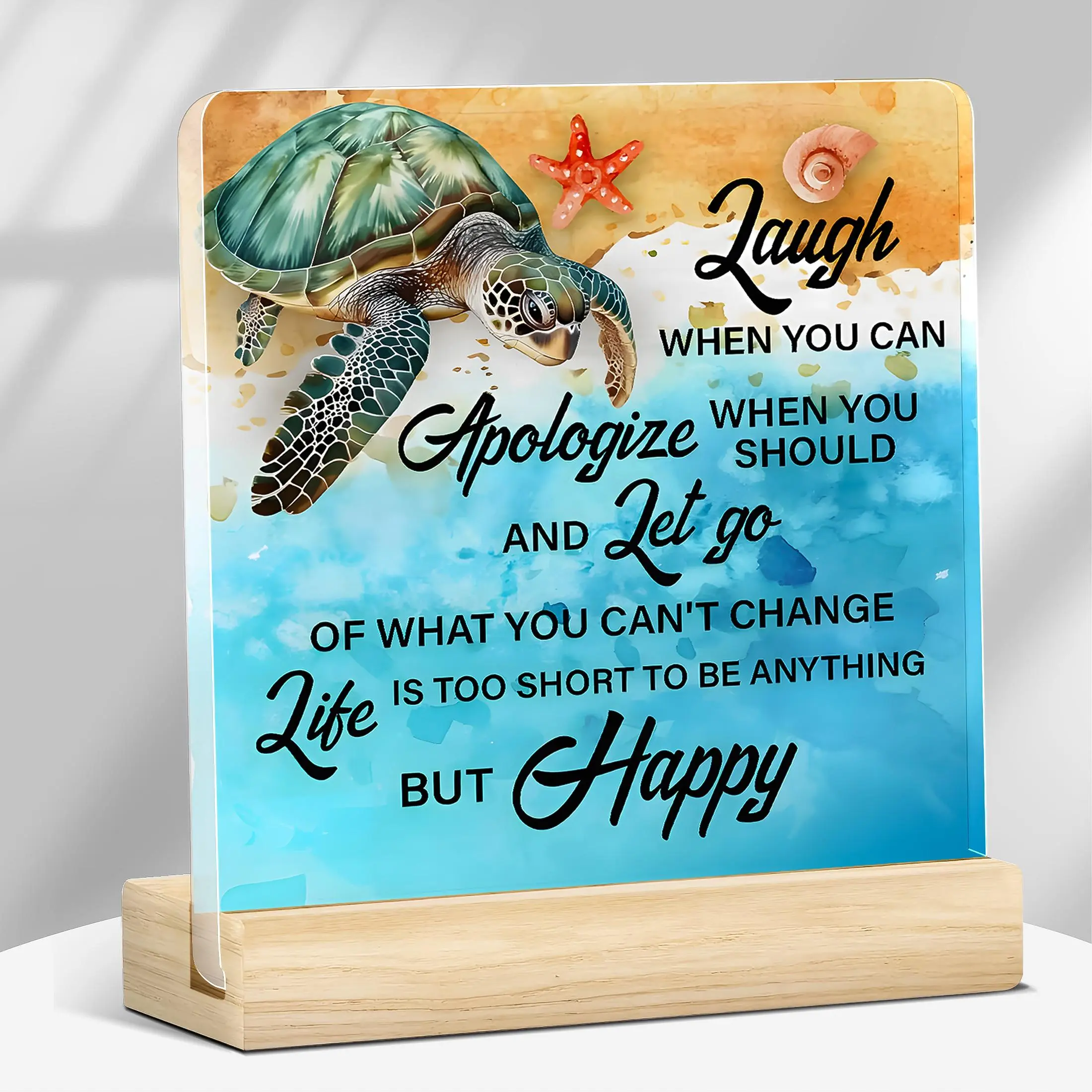 Sea Turtle Pattern Acrylic Desktop Plaque, Acrylic Decoration Sign, Turtle Desk Sign, Rustic Design Turtle Decor, Ideal Gift for Turtle Lovers, Home Decor, Room Decor, Wooden Home Sign, Home Decor Products, Home Decor Aesthetic