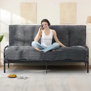 10" Full Size Futon Mattress, Ultra-Thick Versatile Sleeper Sofa Couch Bed, Japanese Floor Mattress for Adults, Gray, Frame Not Included