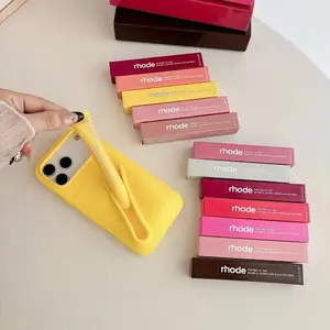 RHODE 2026 RHODE Case + Lip Gloss for IP 17 16 15 14 13 12 11 Pro ProMax Plus, Soft Silicone Cover with Box and Lipstick For iPhone Girls