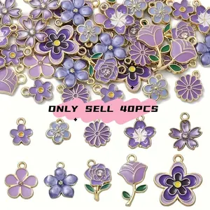 Elegant Enamel Pendant Set, DIY Pendants, 40 Pieces Alloy Stars & Flowers, DIY Bracelet Necklace Jewelry Making Accessories, Perfect Gift for Friends and Family