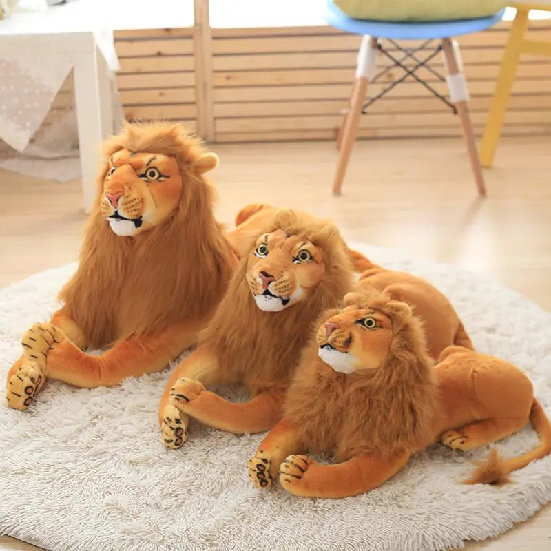 Unisex 3D Simulation Lion Plush Stuffed Doll - XL Huggable Kids Toy, Animals & Nature Themed, Ideal for Christmas Gift, House Decoration