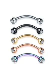 1PC Steel Eyebrow Cartilage Helix Daith Rook Earring Piercing Eyebrow Banana Curved Barbell Labret Lip Stud Women Jewelry