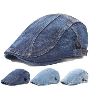 Unisex Flat-Brimmed Gatsby Cap — Driver, Golf, & Casual Beret-Style "Dad Hat" — Denim Beret, Men's Flat Cap, Vintage Casual Headwear