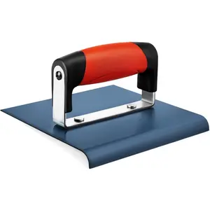 Concrete Tools, Concrete Edger, 6" x 6" Blue Steel Edger (1/2"R, 5/8"D), Durable High Carbon Steel Concrete Finishing Tools - Masonry Hand Tool with Soft Grip, Sturdy Steel Mounting