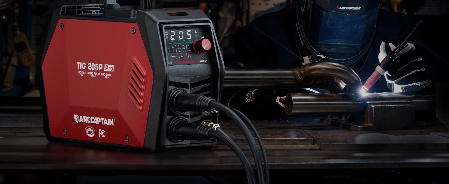 ARCCAPTAIN iControl TIG 205P Pro Welder With APP Control, 5 In 1 DC/Pulse/Lift/Spot TIG & Stick, Dual Voltage 120V/240V TIG Welding Machine With Large LED Display, 2T/4T, Smart Fan, Safety Protection