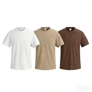 Men’s American street-style short-sleeve T-shirt with random texture, summer 3D jacquard loose fit, raglan sleeves—trendy and versatile