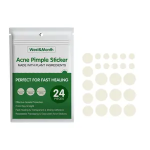 West&Month Hydrocolloid Acne Patches (24pcs) Invisible Makeup Artificial Skin Care Essential Oil Waterproof Concealer Breathable Acne Patches acne pimple patch