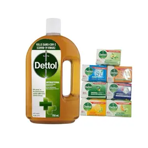 Dettol Antiseptic Disinfectant For first Aid, home cleaning, acne,  750 ml & 4 Soap Bars - Effective Surface Cleaner for Household Hygiene- Package May vary Healthcare tiktokshopspringglowup