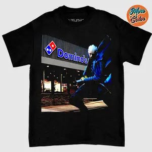 Devil May Cry Vergil Domino’s Slice T-Shirt , Crew Neck, Size S- 4XL,Menswear Top, Womenswear Top Underwear Streetwear