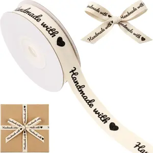 with Love  Ribbon 5/8 Inch x 10 Yards, Printed  Herringbone Twill Tape for Craft Packaging and DIY Projects