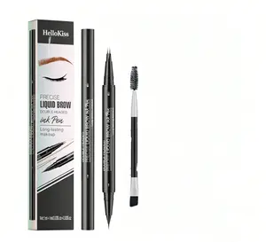HelloKiss micro 2-fork brow pencil, crafts realistic natural wild brows, all-day waterproof & sweatproof, dual-purpose design perfect for daily eyebrow styling