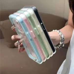 High-Quality Fashionable Two-In-One Transparent Anti-Fall Mobile Phone Case for iPhone 16 15 14 13 12 with Shockproof Protection and Screen Protector Feature