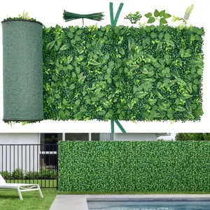4-Piece 2x8 ft Artificial Boxwood Plant Wall Panels, Sun-Protected Greenery Backdrop, Garden Border Fence, Privacy Screen, Outdoor Garden Accessories, Backyard Use, Indoor Use