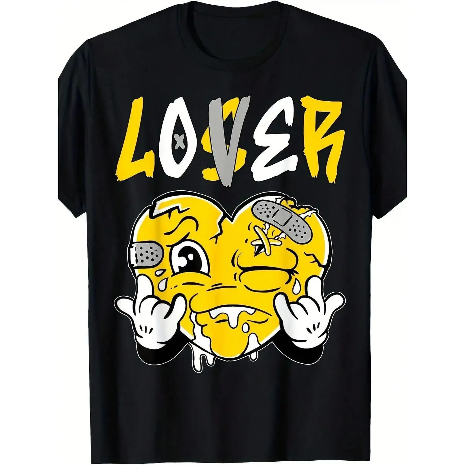 Unisex Drip Heart Graphic Short Sleeve Tee, Couple Matching Casual Streetwear Top, Everyday Outfit, Trendy Gift Idea For Couples