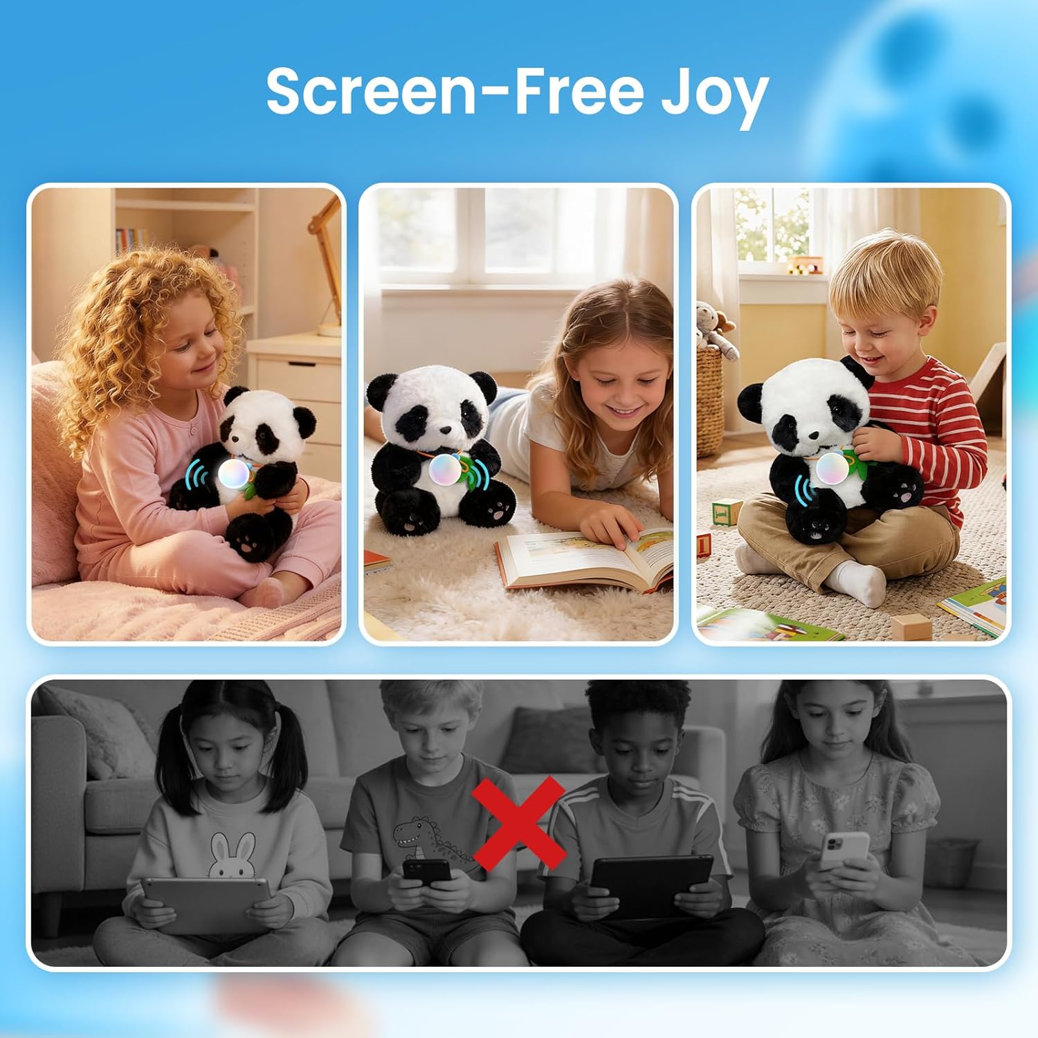 Haivivi AI Interactive Panda Stuffed Toy for 3+ Kids, Durable Soft Fluffy Cute Stuffies, Screen-Free Educational Emo Robot with Advanced AI, APP 16 Characters, Soft Cuddly Gift for Children Development, Bedtime Companion