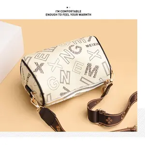 Adults Women Men Leather Messenger Bag with Pattern Business Crossbody Handbag Multiple Compartments Adjustable Strap
