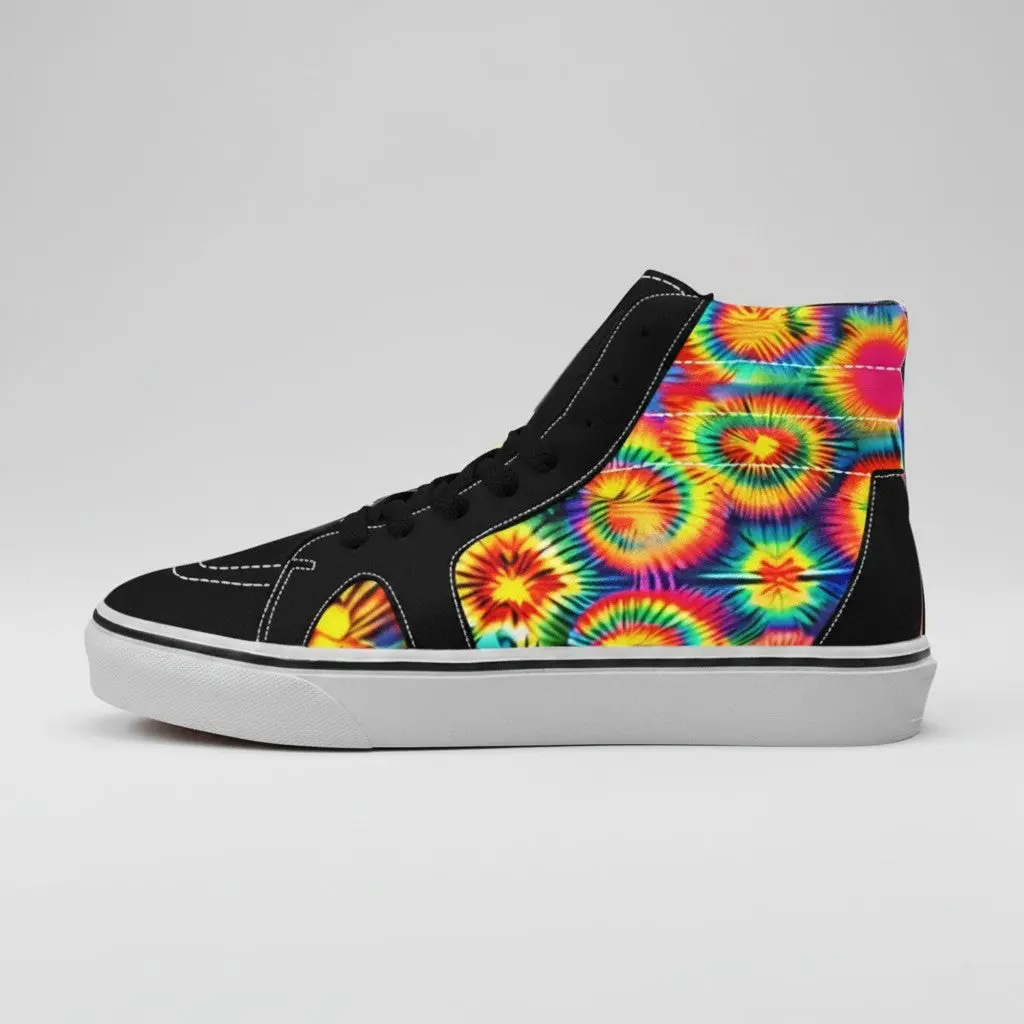 MEN'S Rainbow Tie Dye Custom Skate Shoesboarding Shoes | Freaky Shoes®