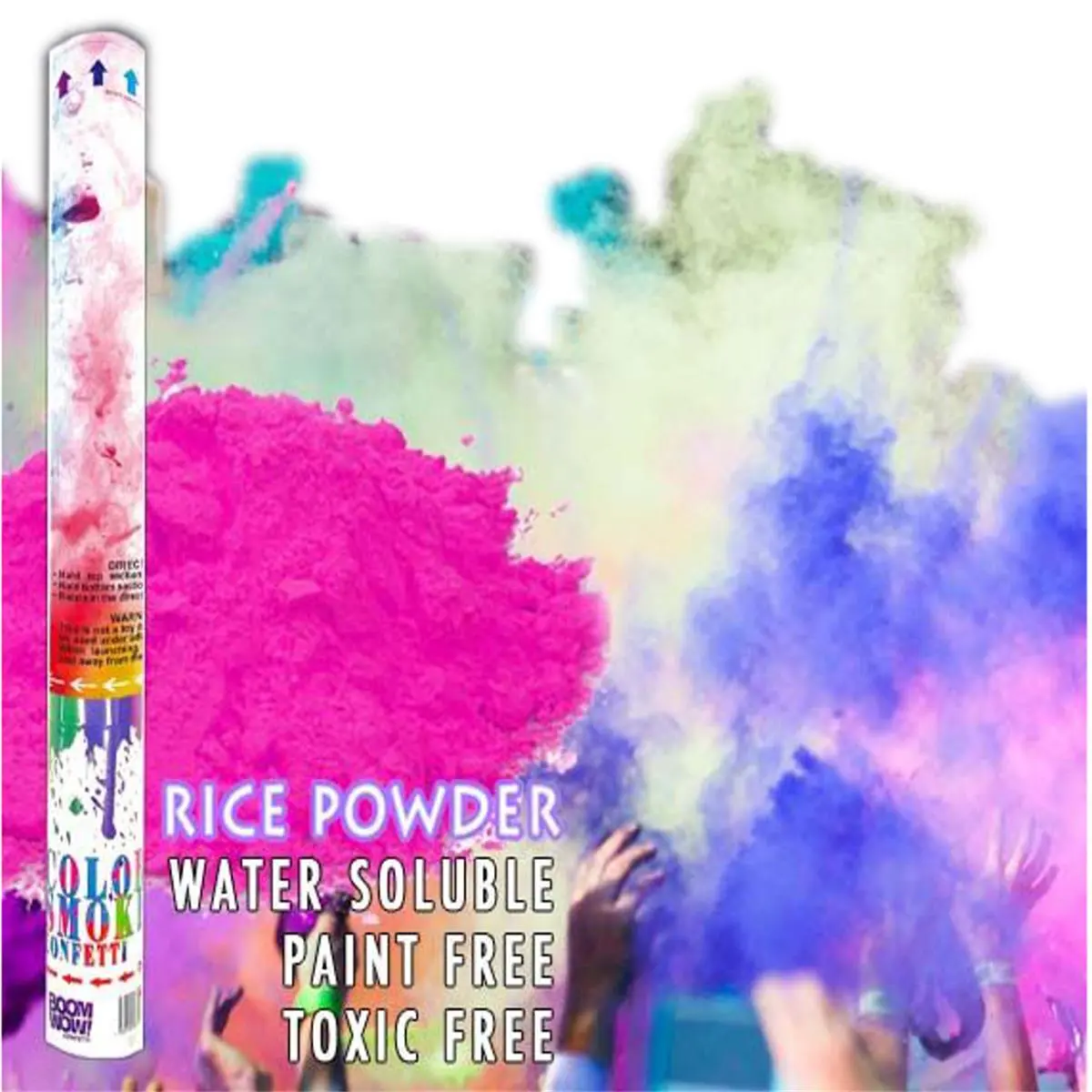 212 MAIN 18 in. Handheld Holi Powder Confetti Cannon - Pink Rice Powder Handheld Launcher