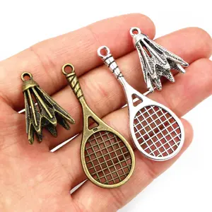 10pcs Badminton Chrams Metal Alloy Antique Silver Plated Bronze Pendants DIY Charms DIY Jewelry Making Findings Accessories