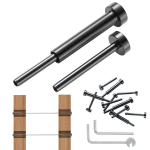 30 Pack Invisible Cable Railing Kit With T316 Stainless Steel 1/8" Cable, Invisible Receiver And Swage Stud End Fittings For Cable Railing, Swage Tensioner 1/8" For Wood Or Metal Posts, Black Hardware
