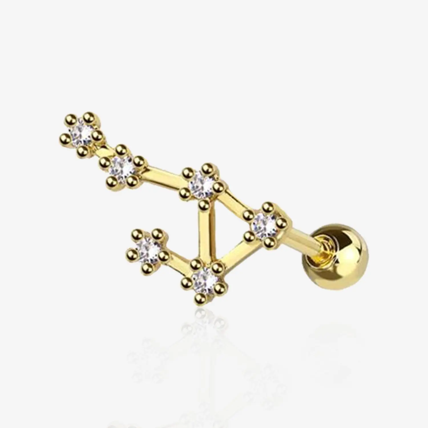 Golden Libra Zodiac Multi-Gem Sparkles Cartilage Tragus Barbell