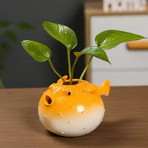 Creative Pufferfish Vase, Adorable Pufferfish Design, Ideal for Hydroponic Plants, Exquisite Decor for Living Room, Bedroom, Study, Balcony, Outdoor Spaces