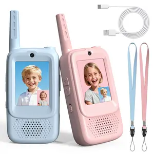 Video Walkie Talkies for Kids Handheld 2 Pack Rechargeable Video Intercom Kids Walkies Talkies Indoor Outdoor Toys for Family Games Outside Camping Hiking for Boys Girls Ages 3-12 Blue Pink