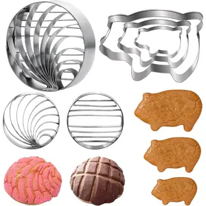 Concha  Mexican Bread Mold With 3 Sizes Pig Cookie  Set,Concha  Two Sided Mold For Pan Dulce Mexicano Cortadora De Pan,Cookie  for Baking Cookies, Large,