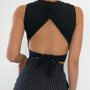 Sexy backless women tank top bandage slim crop top