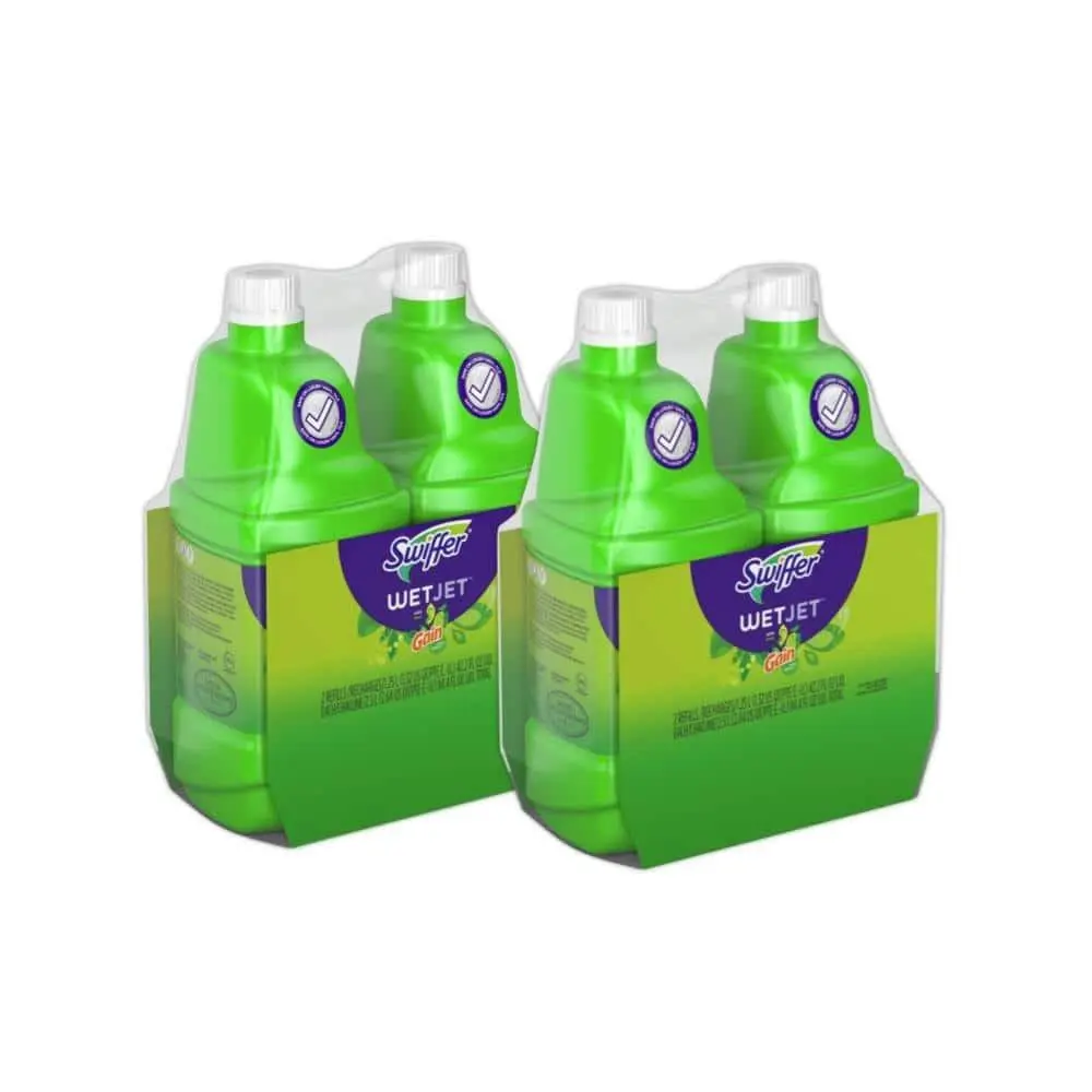 WetJet 42 oz Multi-Purpose Floor Cleaner Refill with Gain Scent 2 Count Multi-Pack of 2 Liquid Concentrated Disinfecting Formula for Laminate Tile Surfaces