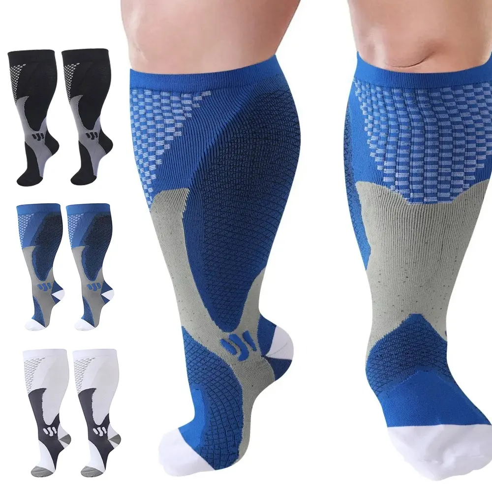1 Pair 2XL-7XL Breathable Compression Sports Socks for Women and Men
