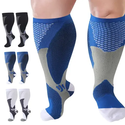 1 Pair 2XL-7XL Breathable Compression Sports Socks for Women and Men