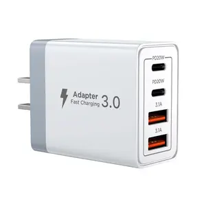 Type C PD Fast Charging Phone Charger, 4 Port Fast Power Adapter, PD USB C Wall Charger for Multiple Devices, US Standard, Suitable for Home, Office, Travel, Portable for iPhone iPad Samsung Xiaomi Huawei