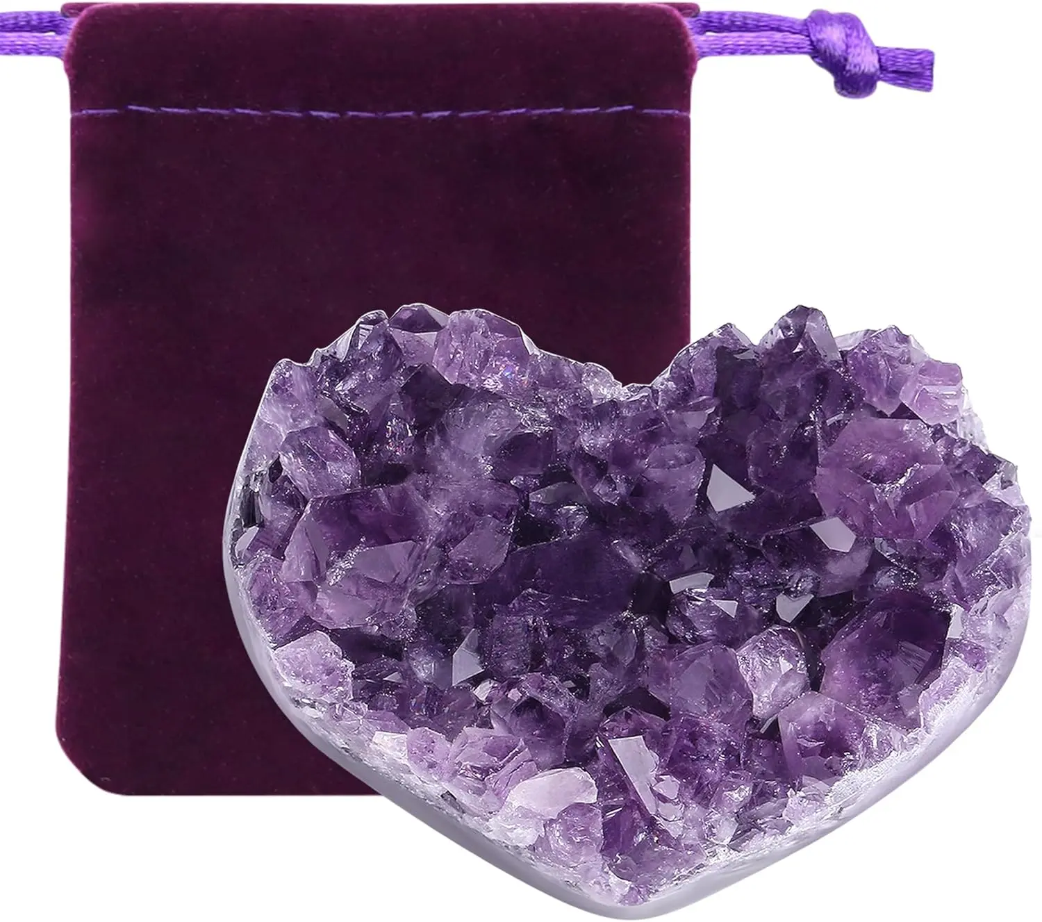 ZHIYUXI Amethyst Crystals and Healing Stones Heart Shaped Rocks Meaningful Birthday Gifts Geode Gemstones Good Luck Gifts Purple Gifts for Women Purple Room Decor Raw Crystals Cluster Reiki 1.2-1.6"