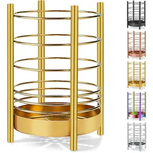 Gold Kitchen Utensil Holder for Kitchen Counter, Stainless Steel Utensil Crocks, Gold Titanium Coating Utensil Storage Caddy Organizer, Easy Cleaning (Gold/7.4''x5.2'')