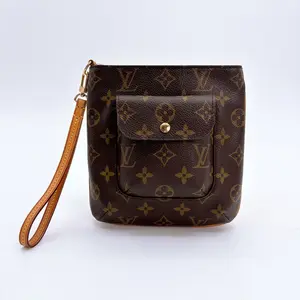 Pre-owned Louis Vuitton canvas Clutches & Wristlets Monogram Partition Wristlet