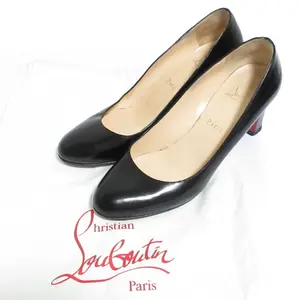 Pre-owned christian louboutin Other Small Leather Goods Chunky Heel Almond Toe Pumps