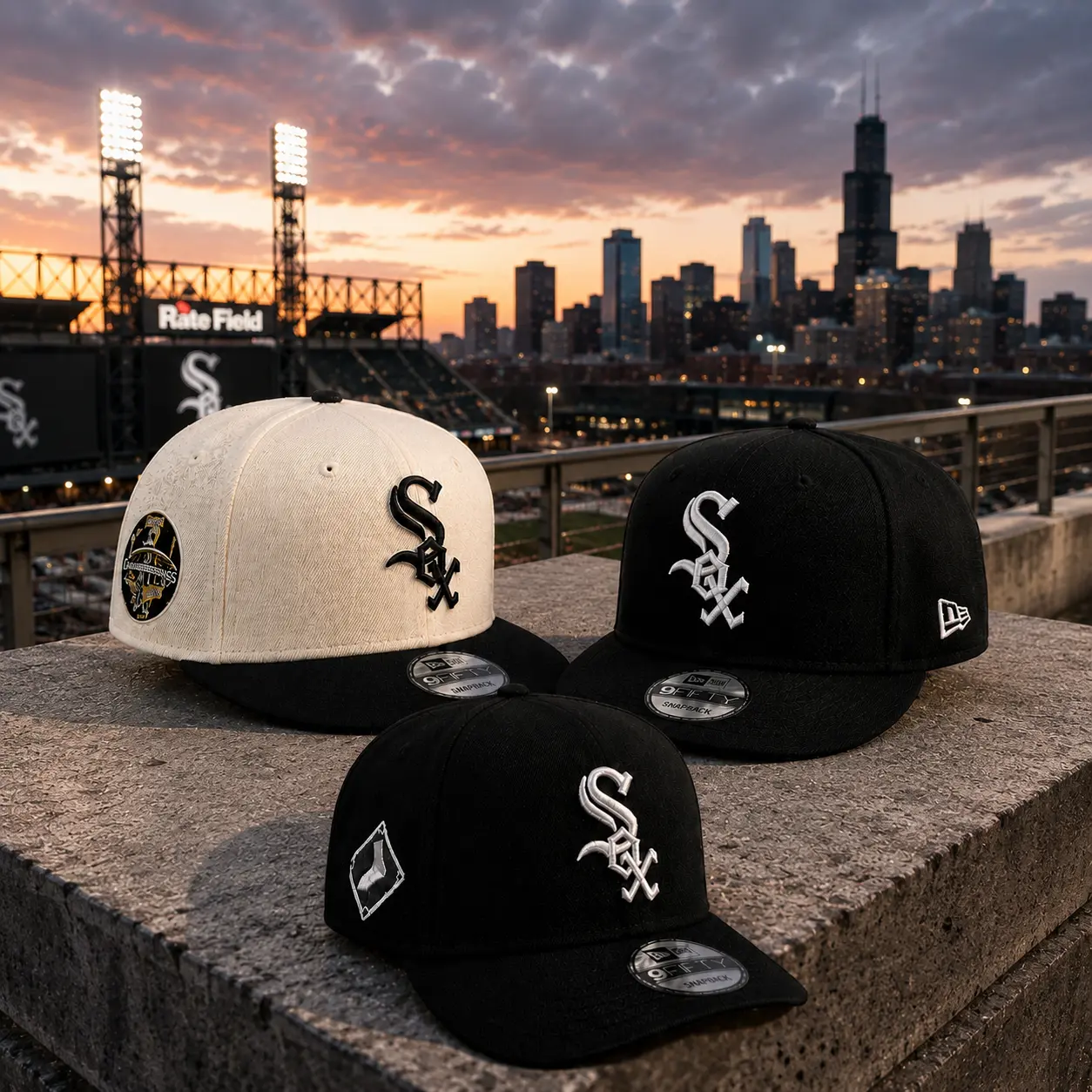 New Era Chicago White Sox Flat Brim Snapback Cap – Adjustable Baseball Hat with Embroidered Logo Streetwear Essential