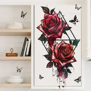 1 Piece Rose Self-Adhesive Wall Sticker for Living Room Bedroom Bathroom, Elegant Home Decor with Atmosphere Enhancement, Vinyl Wall Stickers