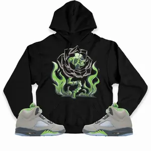 Skull Flower Unisex Hoodie Match Jordan 5 Retro Green Bean TOP