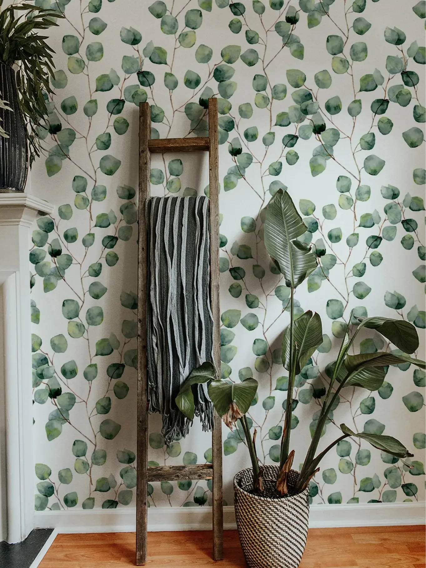 Green Leaves Wallpaper | Modern Botanical Wallpaper | Leaves Wall Mural